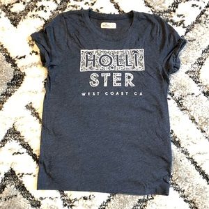 Hollister short sleeve embroidered tee Small blue marl/cream